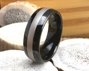 Alliance noire en tungstène, Alliance pour homme, Bague en tungstène pour hommes, Bague en carbure de tungstène, Alliance noire, Bague noire, Alliance noire