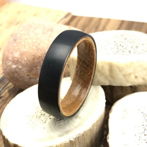 Whiskey Wood Wedding Band, Whiskey Barrel Ring, Tungsten Ring Men, Wood Wedding Ring Men, Whiskey Mens Ring