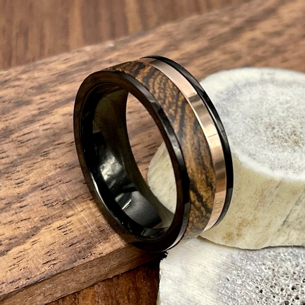 Wood Inlay Ring Etsy