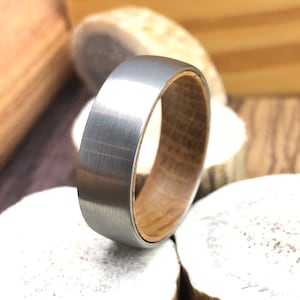 Whiskey Wood Wedding Band, Whiskey Barrel Ring, Tungsten Ring Men, Wood Wedding Ring Men, Whiskey Mens Ring