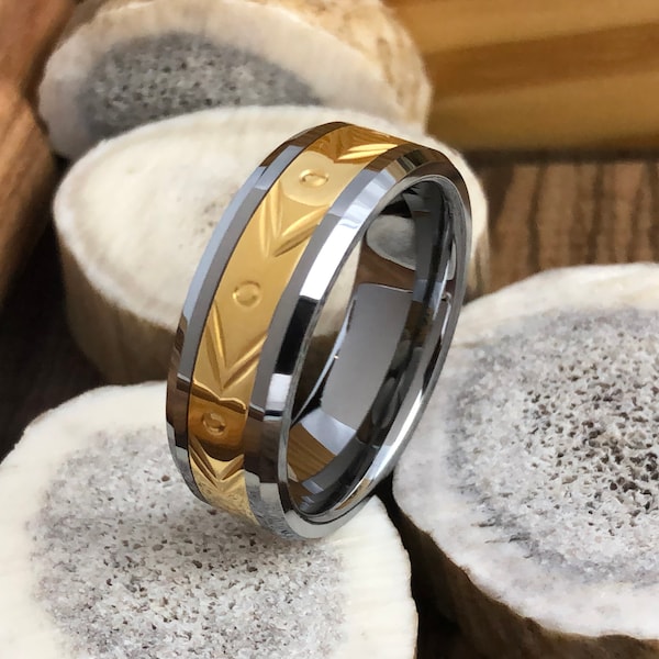 Gold Tungsten Wedding Band, Mens Wedding Ring, Mens Ring, Tungsten Ring Men, Tungsten Carbide Ring, Black Wedding Ring, Black Ring