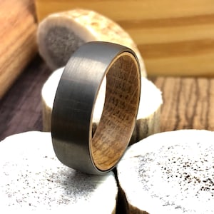 Whiskey Wood Wedding Band, Whiskey Barrel Ring, Tungsten Ring Men, Wood Wedding Ring Men, Whiskey Mens Ring