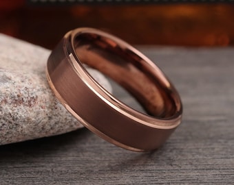 Mens Wedding Band, Brown Coffee Tungsten Ring, Mens Ring, Wedding Ring, Wedding Band Men, Anniversary Ring, Tungsten Ring