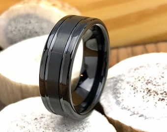 Black Tungsten Carbide Men's Wedding Band