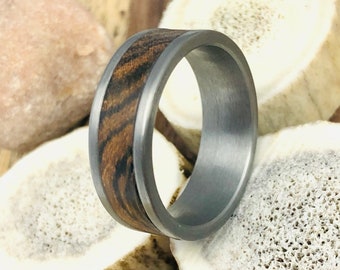 Wood Wedding Ring, Wood Ring, Mens Wedding Band, Tungsten Ring, 8mm Ring, Tungsten Wedding Band, Mens Ring, Anniversary Gift for Him