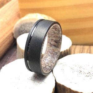Schwarzer Ehering, Herrenring, 8 mm Ring, Herrenring, Wolframring, Wolframring, 8 mm Ring, Geweihring