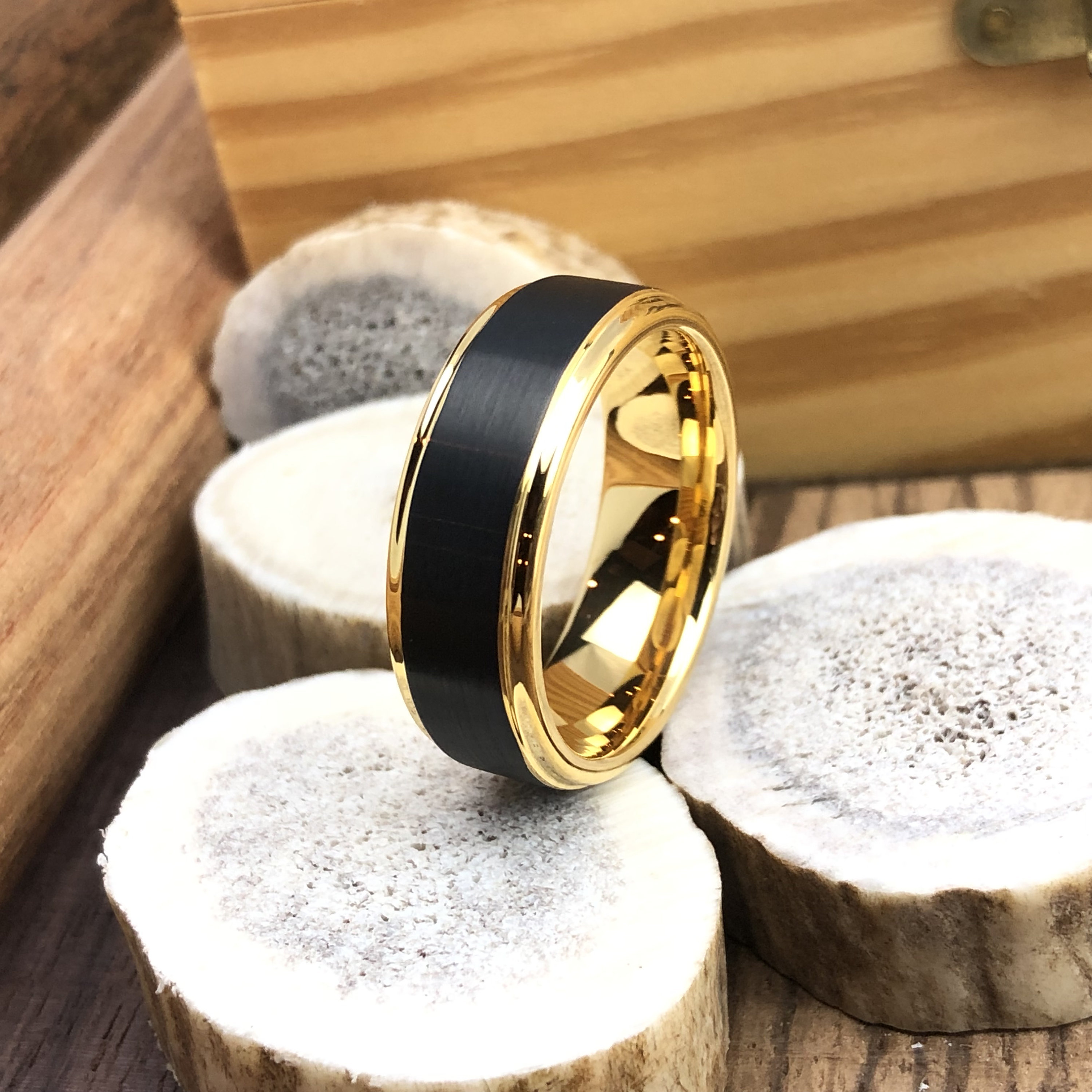 Gold Tungsten Wedding Band, Black Tungsten Wedding Ring, Tungsten Ring Men, Tungsten Carbide Ring, Black Wedding Ring, Black Ring