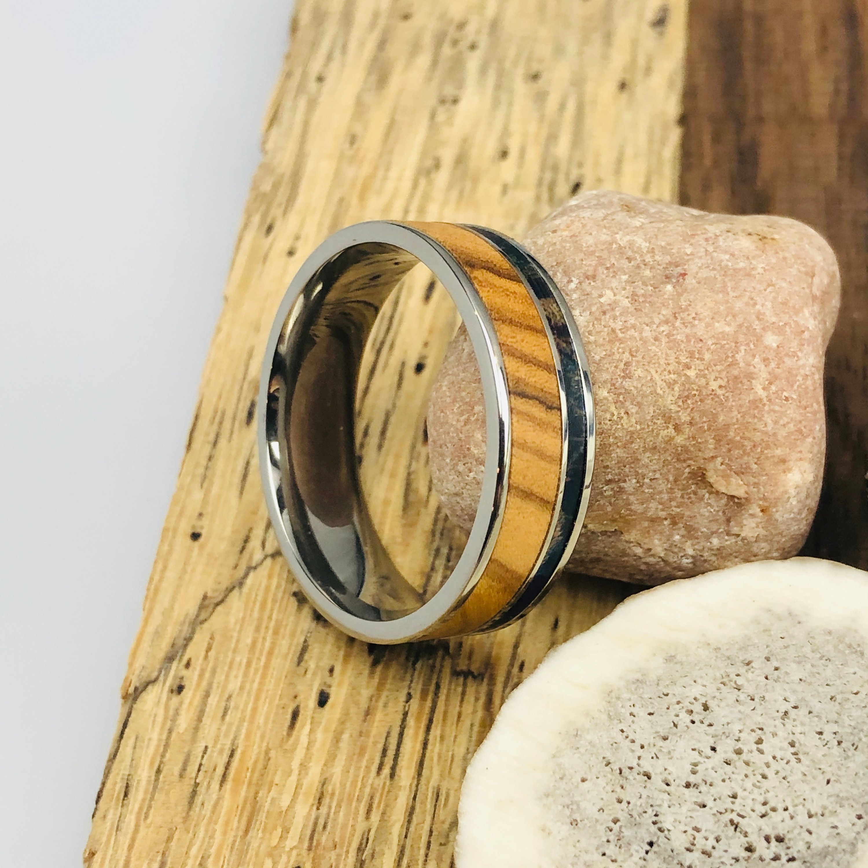 Olive Wood Ring Olive Wood Wedding Band Brown Blue Black Etsy