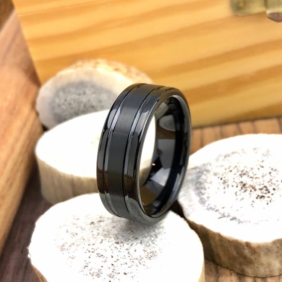 Black Tungsten Carbide Men's Wedding Band