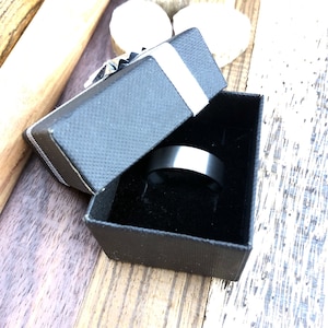Gold Tungsten Wedding Band, Black Tungsten Wedding Ring, Tungsten Ring Men, 6mm 8mm Tungsten Carbide Ring, Black Wedding Ring, Black Ring image 6