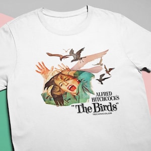The Birds Movie T-Shirt / 1963 Hitchcock Thriller Fan Gear Mens Womens TShirt Tee White Sport Grey