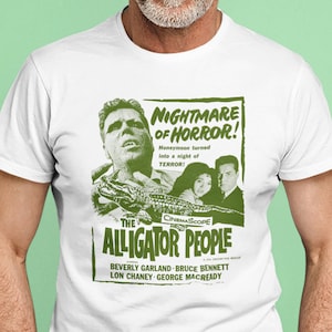 Alligator People T-Shirt / Retro 1950&#39;s Horror Movie Monster Tee in White, Sport Grey, or Light Blue