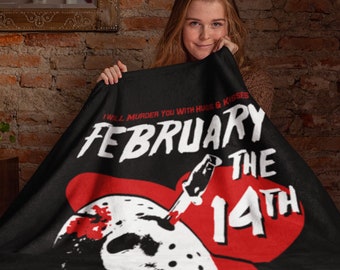 February The 14th Valentine Sherpa Fleece Blanket - Fun Horror Movie Valentines Gift
