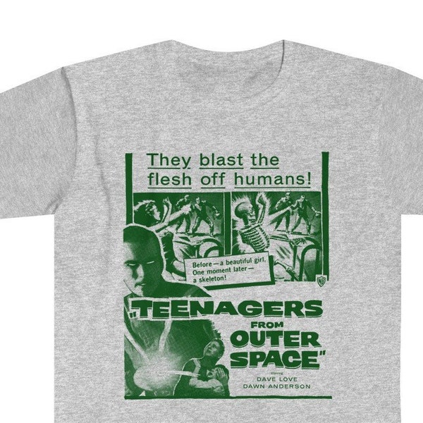Teenagers from Outer Space T-Shirt / Drive-In Movie Fan Gear Unisex Mens Womens TShirt Tee White Grey Blue