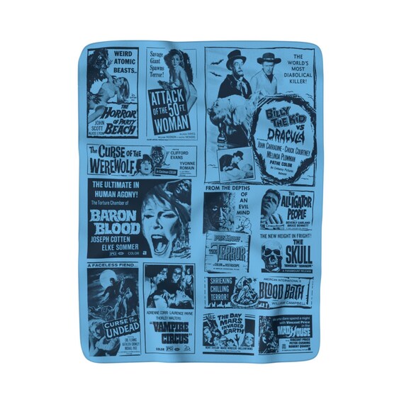 Science Fiction Horror Movie Advertising Fleece Blanket 50x60 60x50 Fun Media Room Home Theater Gift Throw Sherpa