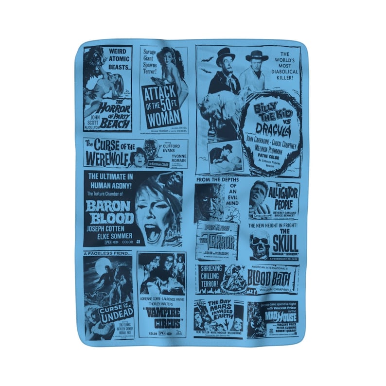 Science Fiction Horror Movie Advertising Fleece Blanket 50x60 60x50 Fun Media Room Home Theater Gift Throw Sherpa image 1