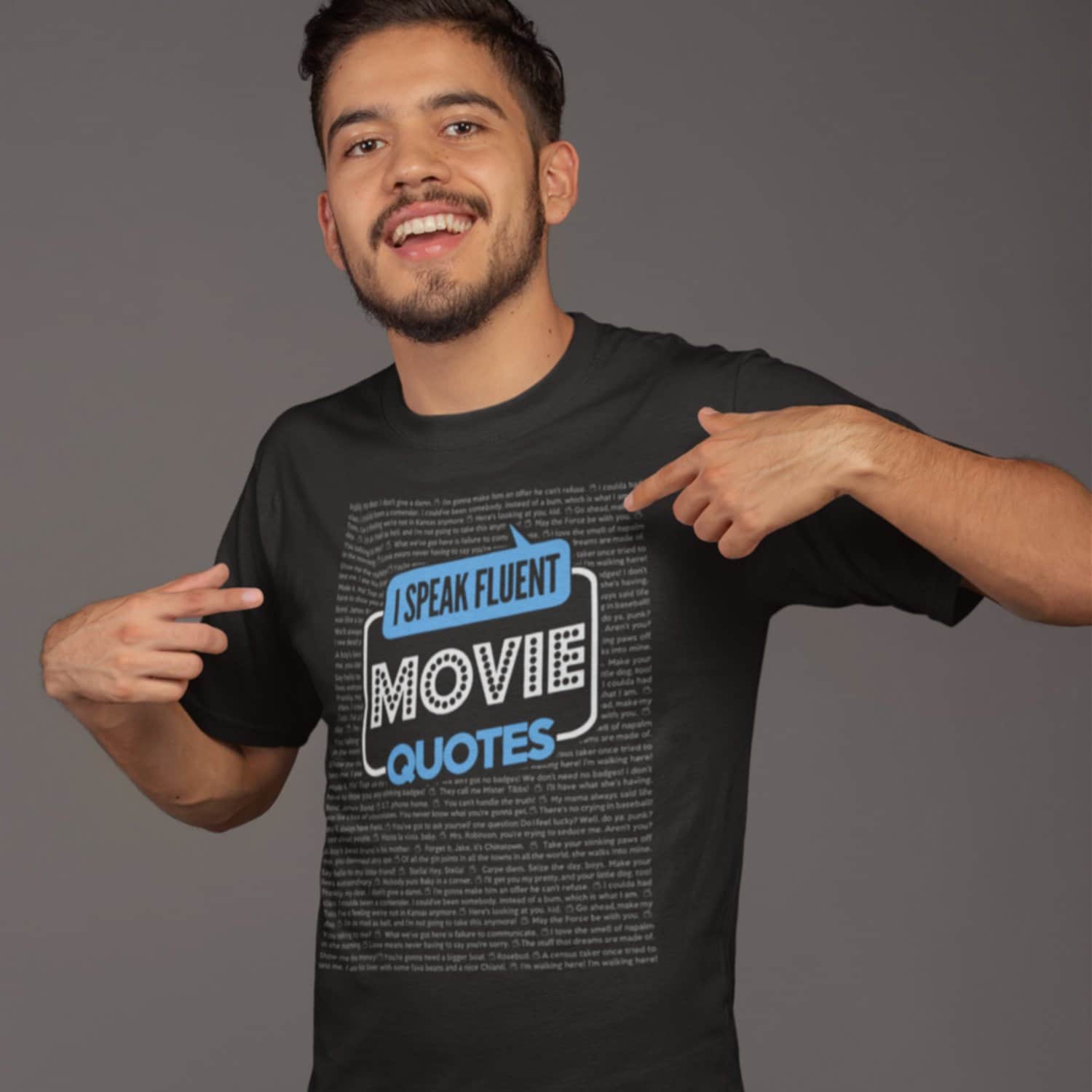 "I Speak Fluent Movie Quotes" Graphic T-Shirt For Adults - Medium, Navy Blue - View #12