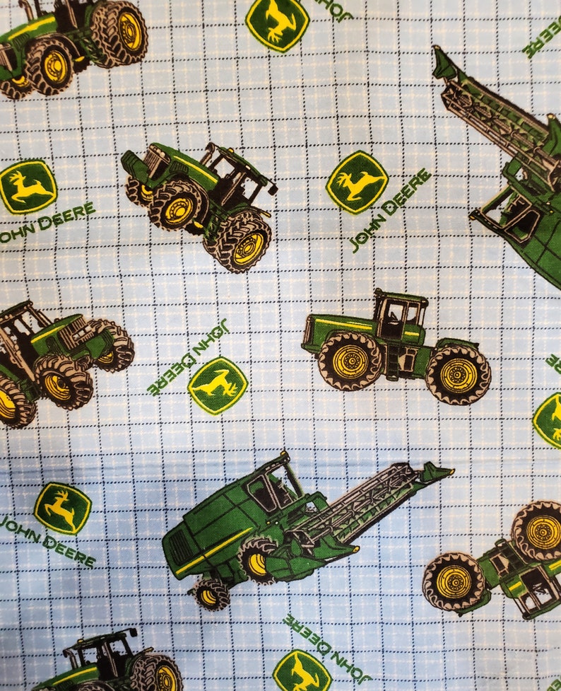 JOHN DEERE Logo Plaid Tractor Toss Blue Flannel Fabricoop Etsy