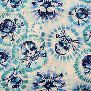 Psychedelic Tie Dye Skulls Jolly Roger Fabric Quality Cotton Fabric-BTY