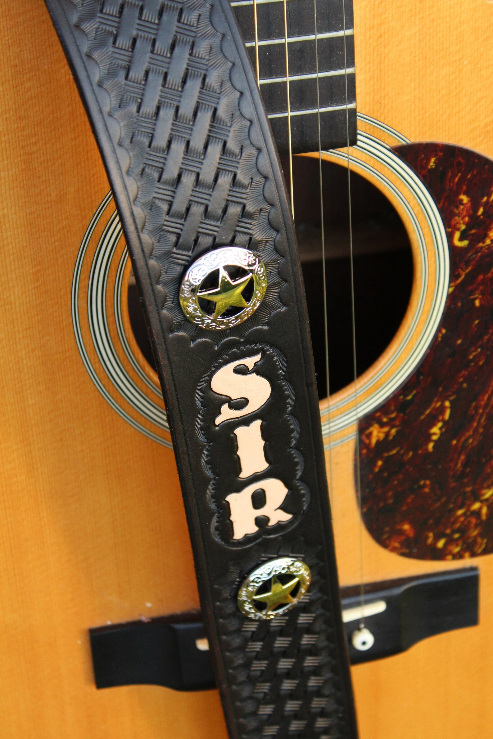 Custom Texas Star Guitar Strap Black Handmade Guitar Strap Etsy