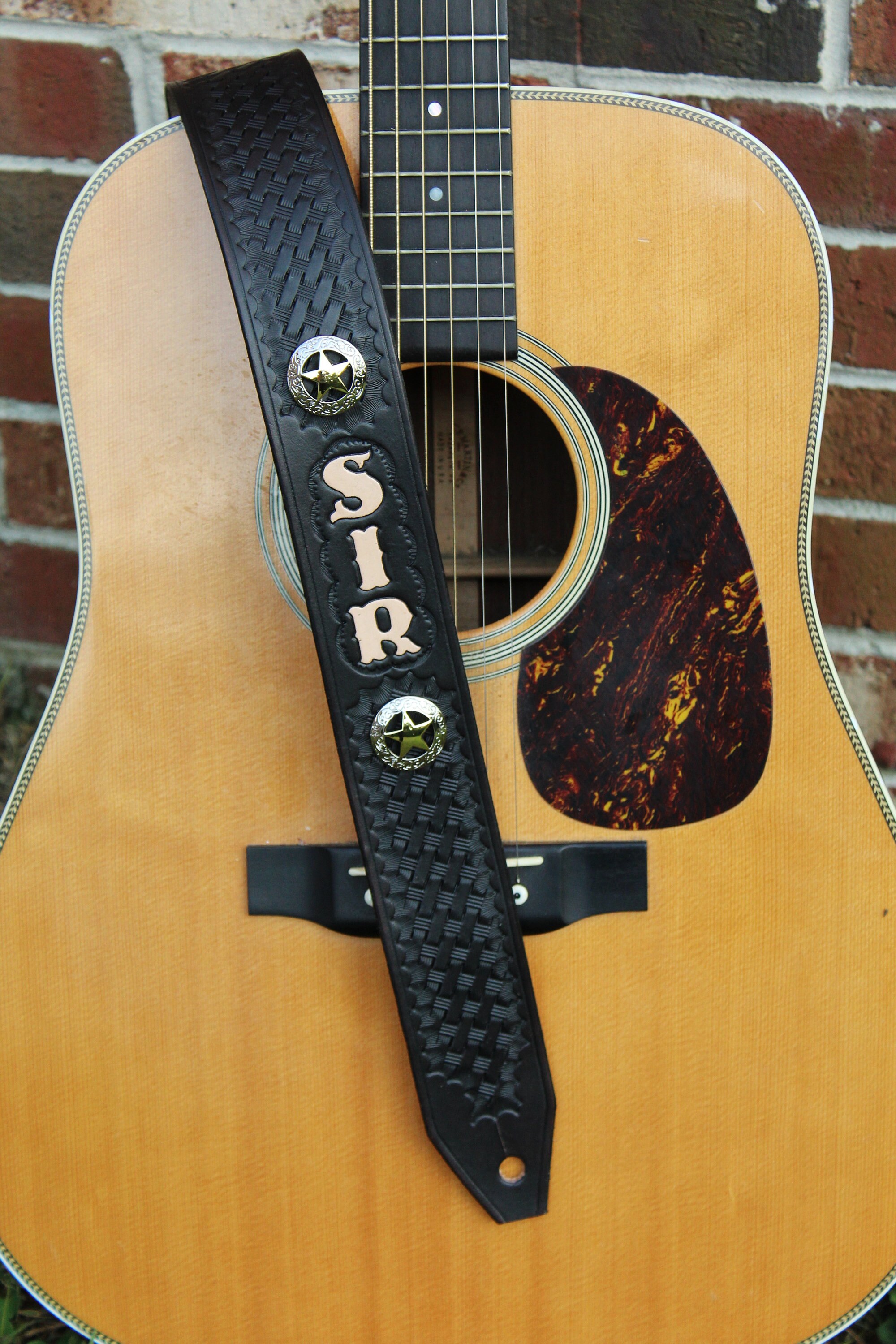 Custom Texas Star Guitar Strap Black Handmade Guitar Strap Etsy