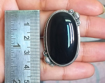 Natural Black Onyx Ring, 925 Sterling Silver Ring, Designer Ring, Gift For Her, Vintage Ring, Women's Jewelry Cocktail ring, Promise Ring