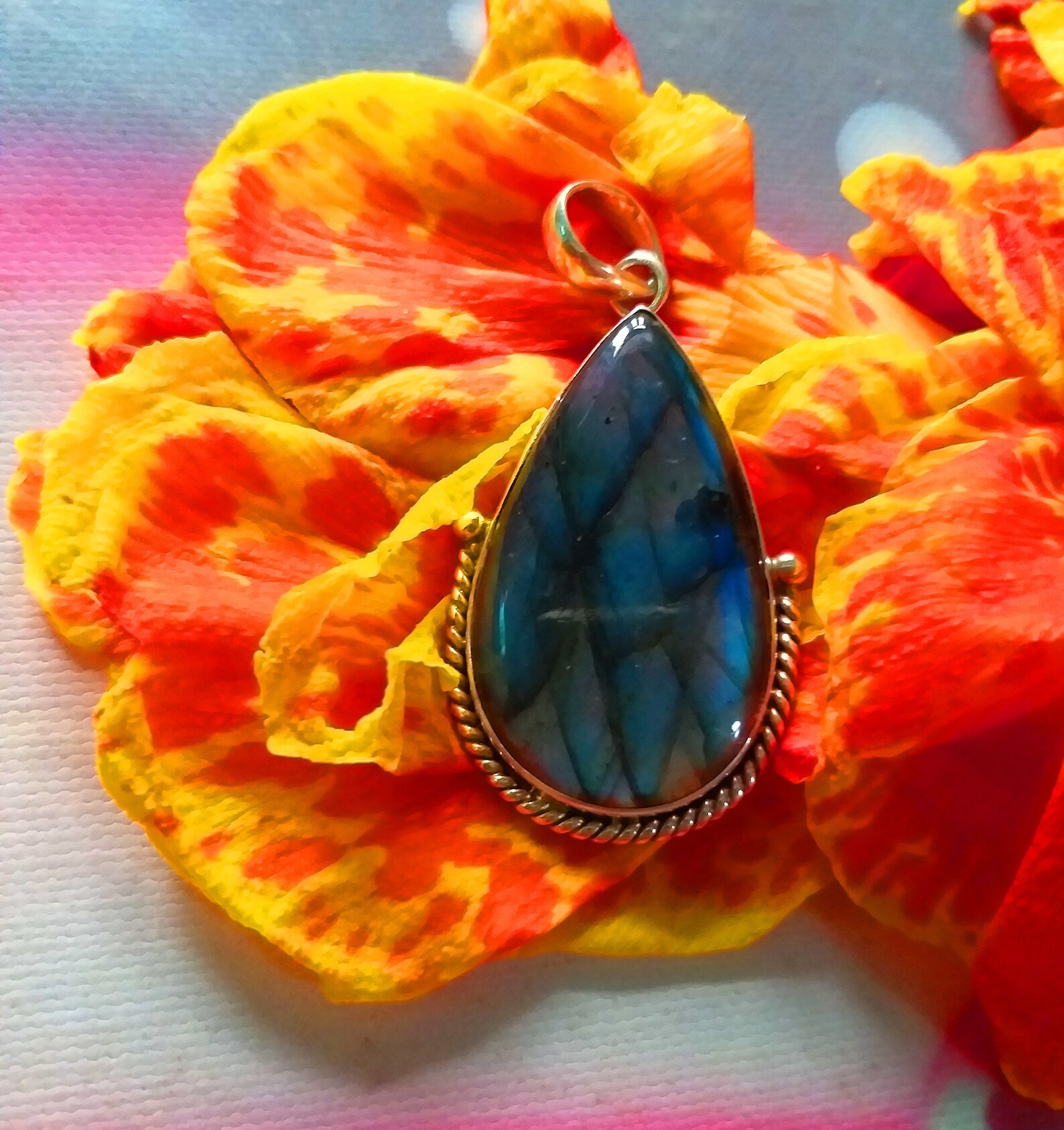 Labradorite Pendant 925 Sterling Silver Deep Blue Flashy Etsy India