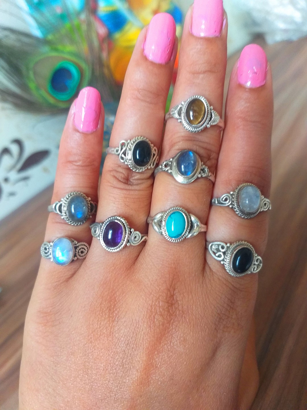 Natural Gemstones Rings, 92.5% Sterling Silver Rings, Designer Rings ...