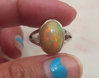 Ethiopian Opal Ring, 925 Sterling Silver Ring, Gifts for Her, Fire Opal Ring, Anniversary Ring, Promise Ring, Handcrafted Ring, Vintage ring