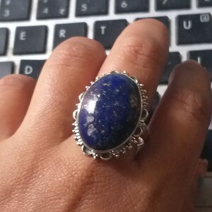 Natural lapis lazuli Ring, 92.5% Sterling Silver Ring, Gifts for Her, Birthday Gifts, Bohostyle Ring, Handmade jewelry , Promise Ring image 3