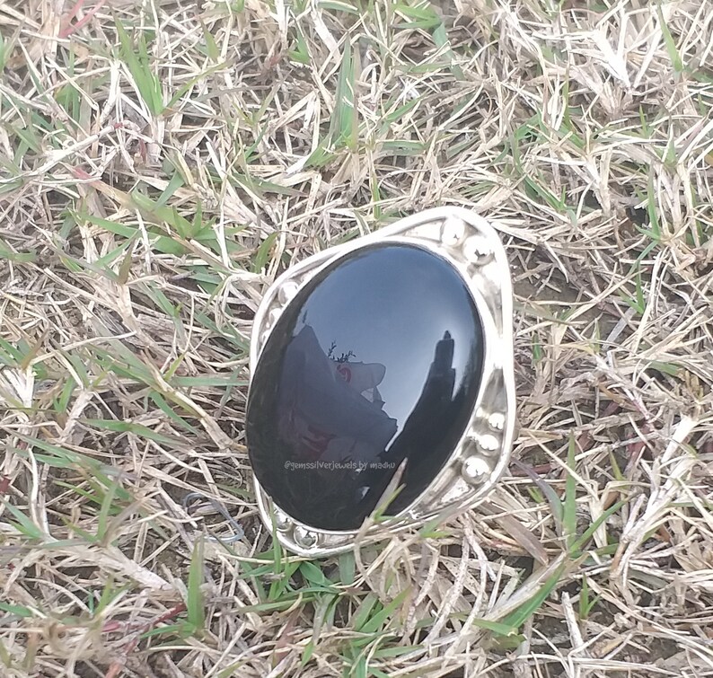 Black Onyx Ring 925 Sterling Silver Ring Designer Ring Oval image 0