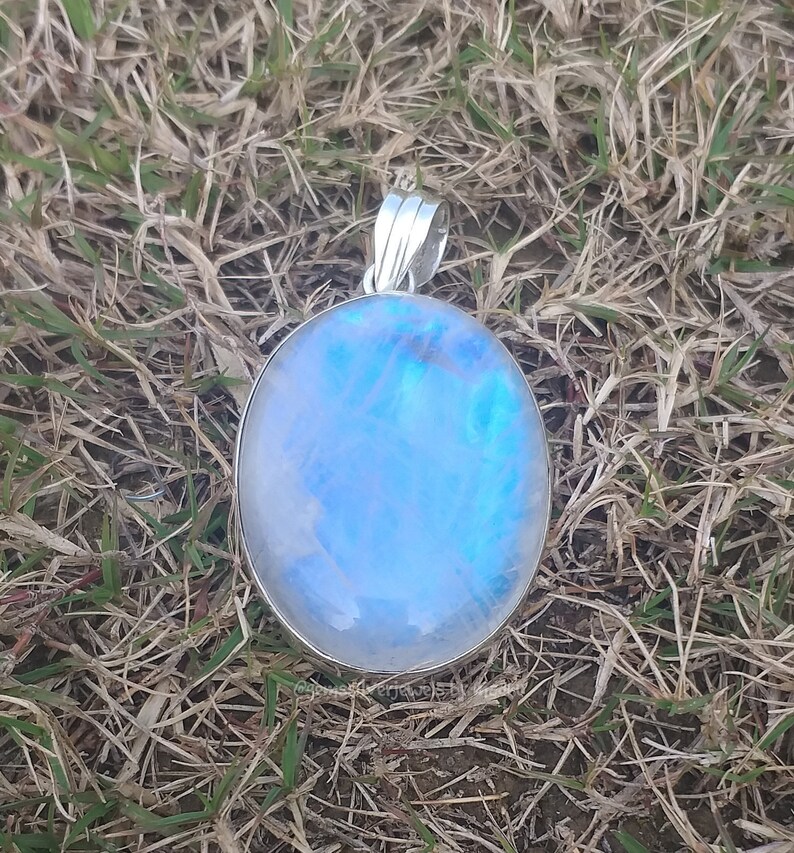 Big Moonstone pendant 92.5% silver pendant Rear stone image 0