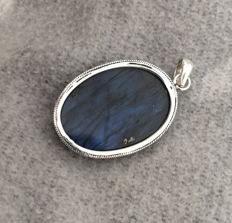 Labradorite Pendant 925 Sterling Silver Natural Gemstone Pendant Blue Flash Pendant Large Pendant Natural Labradorite Pendant Gift For Her