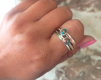 Three Tone Turquoise Spinner Band, 925 Sterling Silver Band, Thumb Ring, Turquoise ring, Friendship Band, Promise  ring, Best Birthday gifts