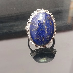 Natural lapis lazuli Ring, 92.5% Sterling Silver Ring, Gifts for Her, Birthday Gifts, Bohostyle Ring, Handmade jewelry , Promise Ring image 6