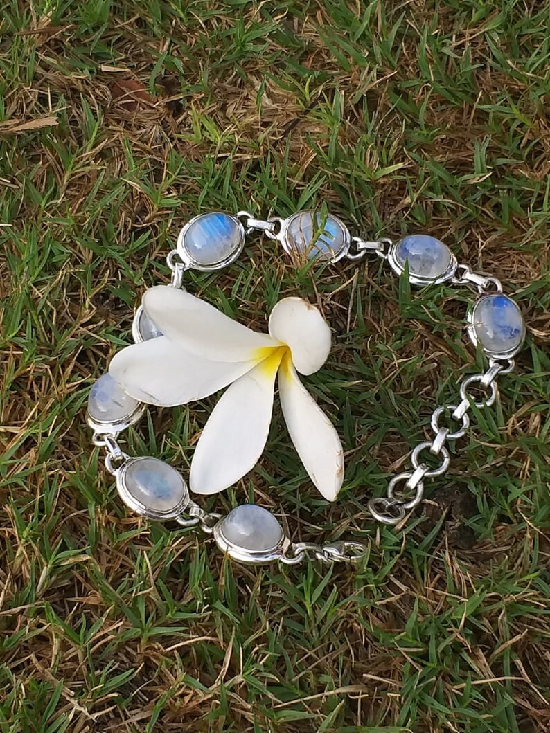 Moonstone bracelet Rainbow bracelet SIlver bracelet Blue image 0