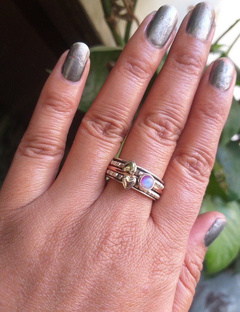 925 Sterling Silver Spinner Band Natural Moonstone Band Etsy