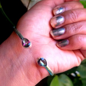 Mystic Topaz Sterling Silver Bangle: Adjustable Gemstone Bracelet image 1