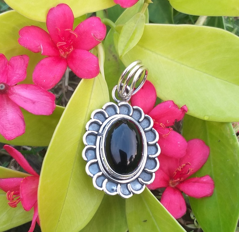 Black Onyx Pendant Sterling Silver pendant Designer Pendant image 0