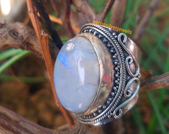 Natural Moonstone Ring, 925 Silver Ring, Healing Crystal Ring, Promise Ring, Gemstone Ring, June Birthstone Ring, Bohostyle Ring