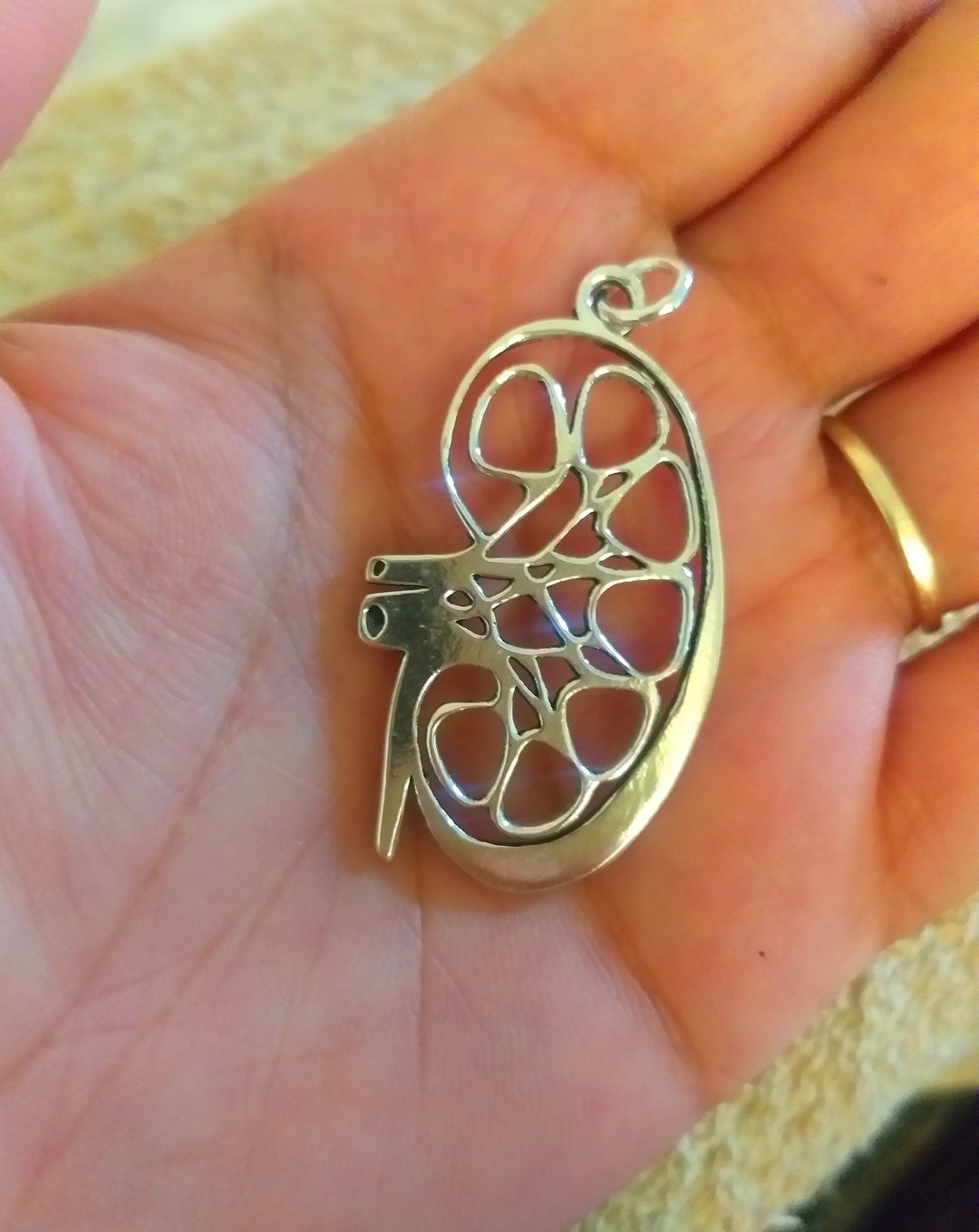 Kidney Bean Pendant Necklace ,92.5 Sterling Silver Pendant, Unisex Pendant Men's Jewelry Women's