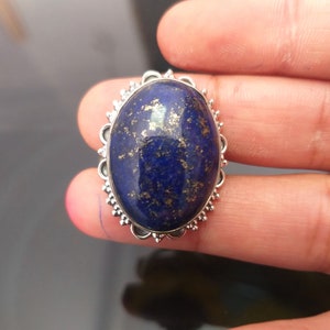 Natural lapis lazuli Ring, 92.5% Sterling Silver Ring, Gifts for Her, Birthday Gifts, Bohostyle Ring, Handmade jewelry , Promise Ring image 10
