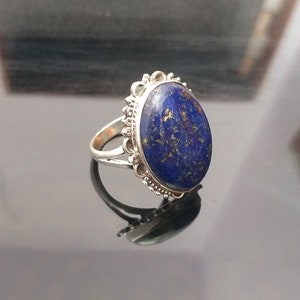 Natural lapis lazuli Ring, 92.5% Sterling Silver Ring, Gifts for Her, Birthday Gifts, Bohostyle Ring, Handmade jewelry , Promise Ring image 2