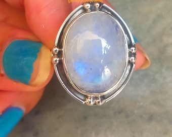 Moonstone Ring, 92.5% Silver Ring, June Birthstone Ring, Boho Statement Ring,  Anniversary gifts, gifts for her, birthday gifts