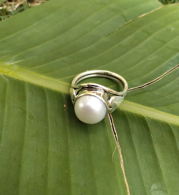 Sterling Silver Ring Boho Ring Minimalist Ring Gift For her Statement Ring Silver rings Natural Pearl Gemstone Ring Bridesmaid,Bridal