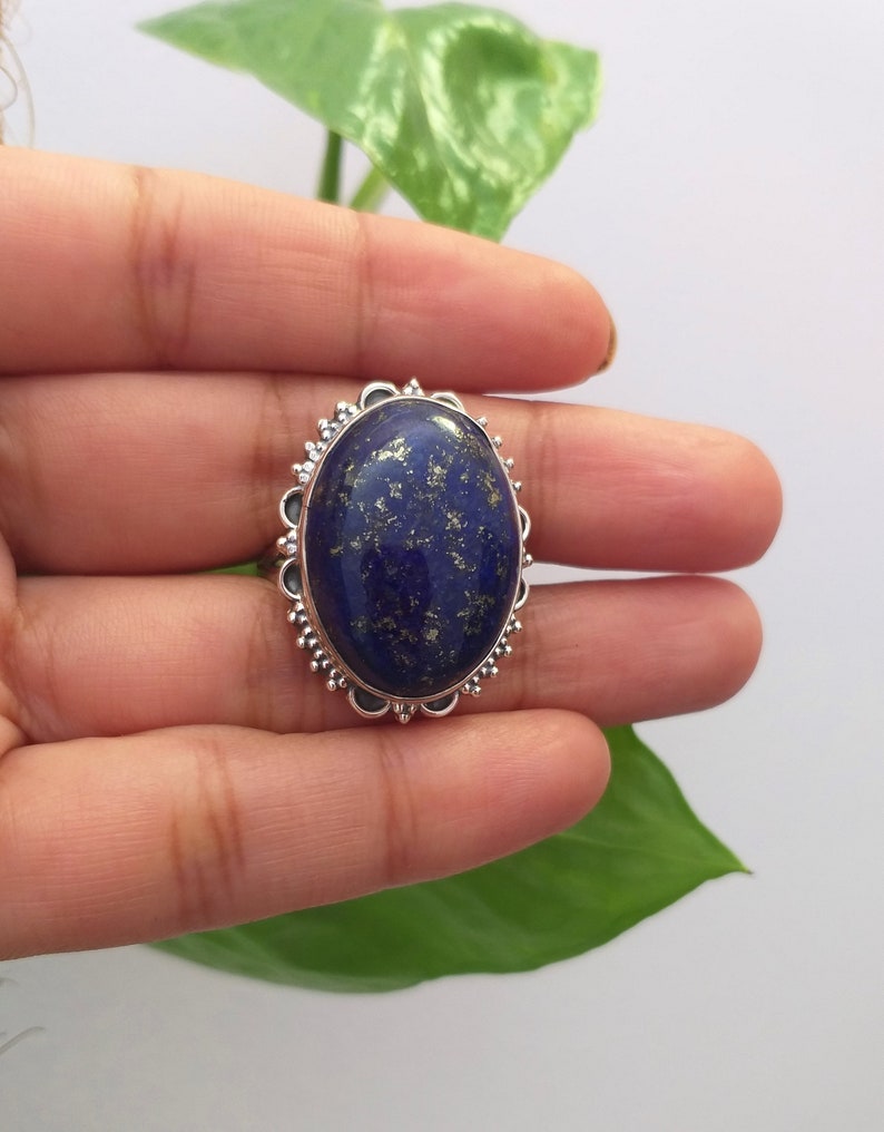 Natural lapis lazuli Ring, 92.5% Sterling Silver Ring, Gifts for Her, Birthday Gifts, Bohostyle Ring, Handmade jewelry , Promise Ring image 1