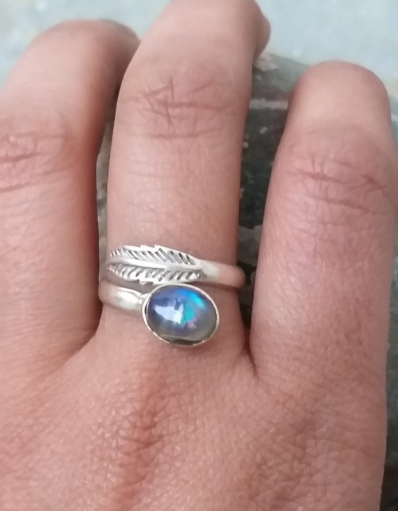 Labradorite Ring 925 Sterling Silver Ring Blue Fire Ring image 0