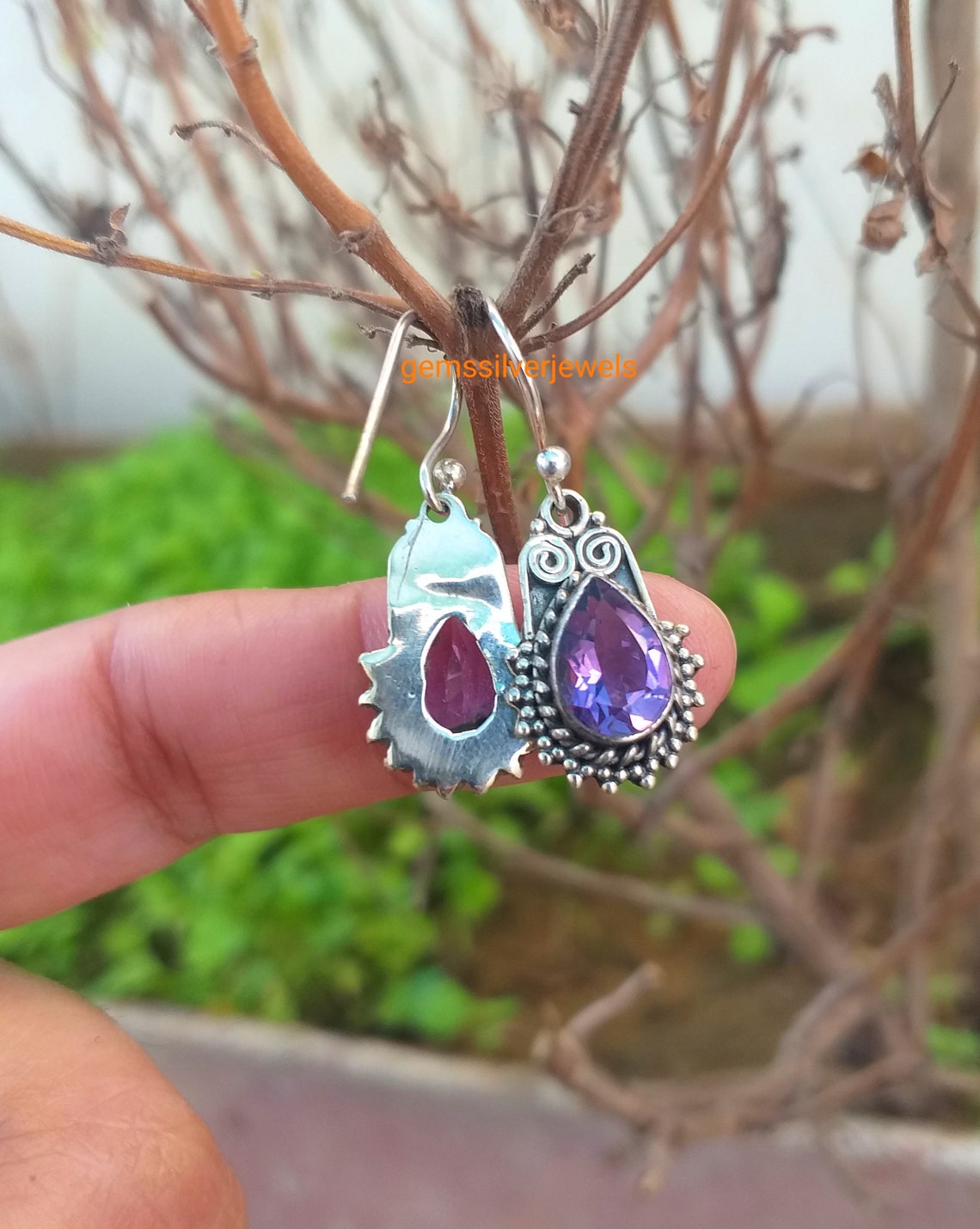 Amethyst Earring 925 Sterling Silver Wedding Gift Vintage Etsy