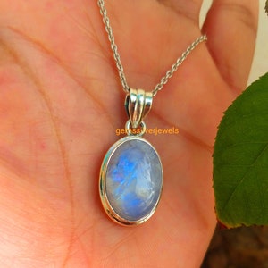 Mondstein Anhänger, 925 Silber Anhänger, Juni Birthstone, Blue Flash Anhänger, einzigartig Anhänger, Heilung Crystal Rainbow Mondstein Schmu