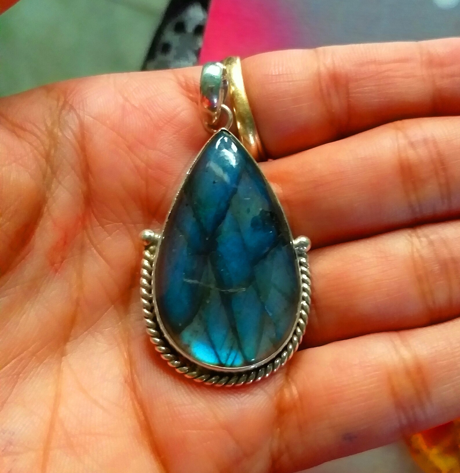 Labradorite Pendant 925 Sterling Silver Deep Blue Flashy Etsy India